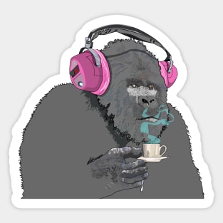 Gorilla sipping expresso Sticker